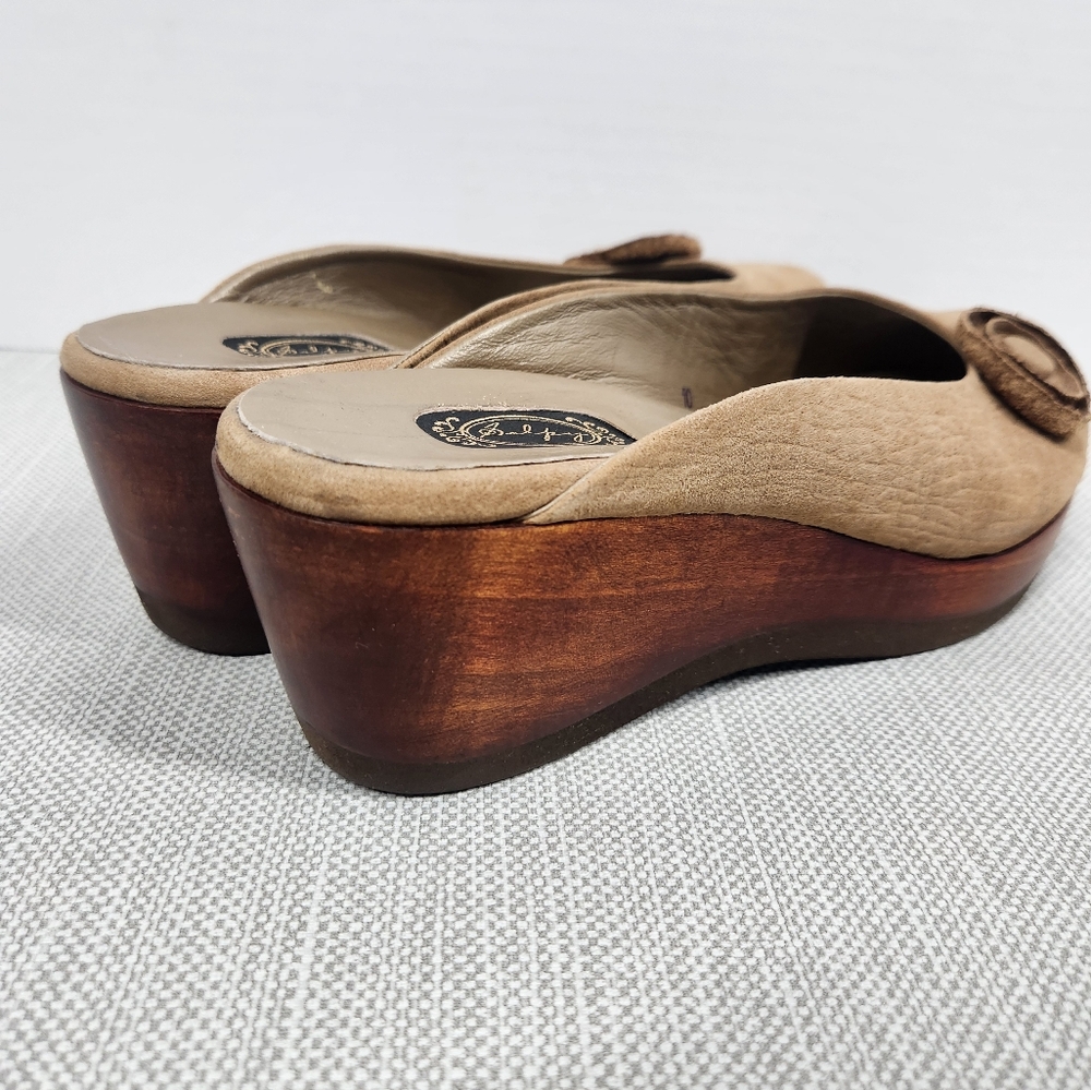 Salpy Size 10 Tan Leather Mules Boho Handmade - Picture 7 of 14